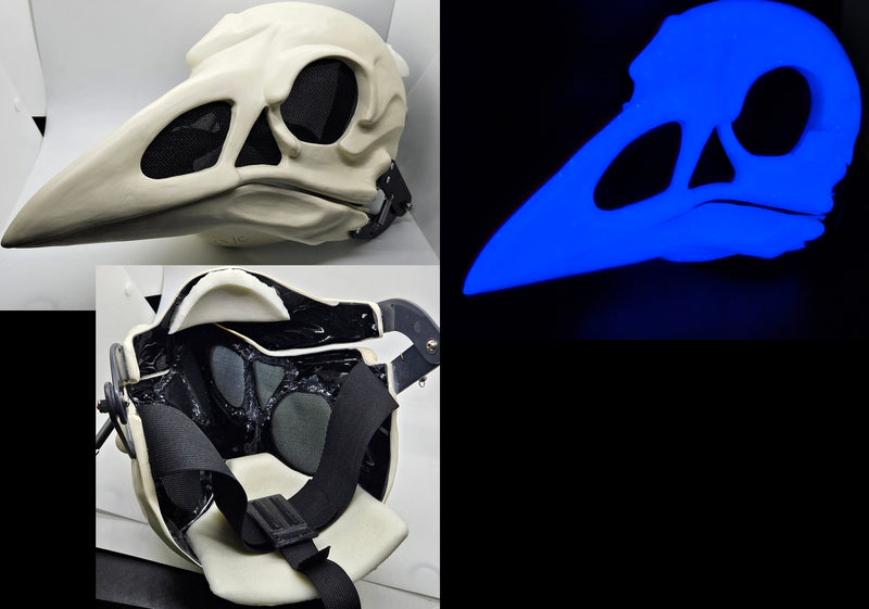 Glow in the Dark Skeletal Crow Cut and Hinged Mask