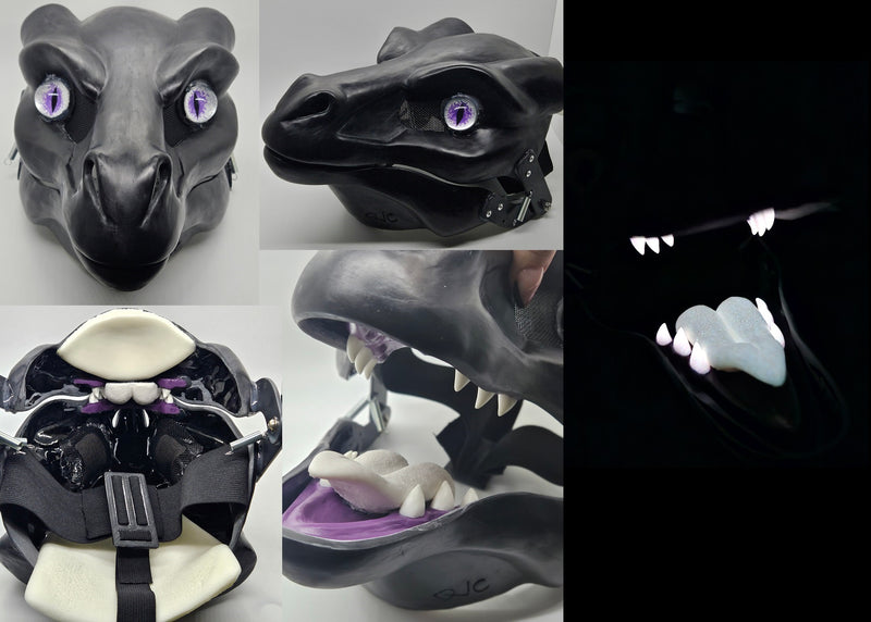 Cut and Hinged Horned Dragon Resin Mask Blank