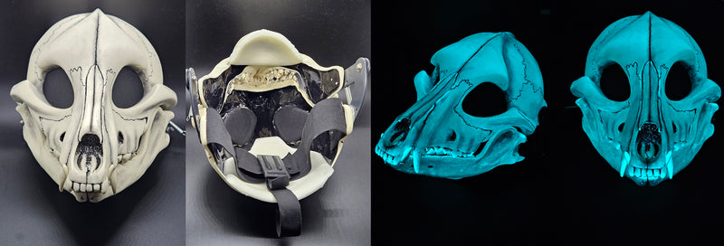 Glow in the Dark Skeletal K9 Cut and Hinged Mask
