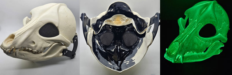 Glow in the Dark Skeletal K9 Cut and Hinged Mask