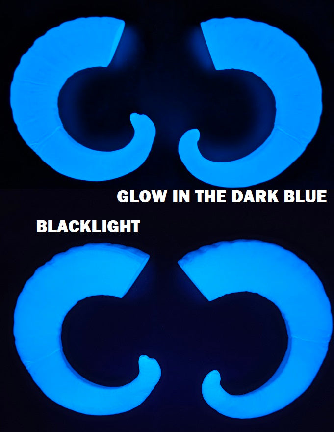 Plastic Glow in the Dark Single Curl Ram Horns