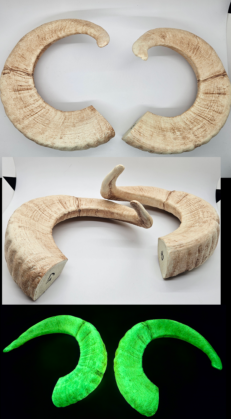 Plastic Glow in the Dark Single Curl Ram Horns