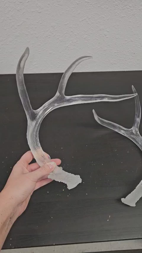 Plastic Clear Frosted Large Whitetail Deer Antlers