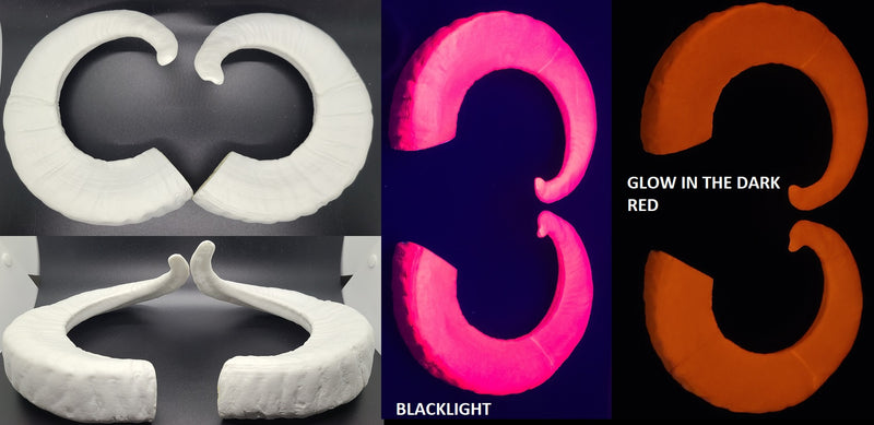 Plastic Glow in the Dark Single Curl Ram Horns