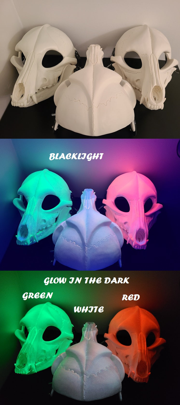 Glow in the Dark Skeletal K9 Cut and Hinged Mask