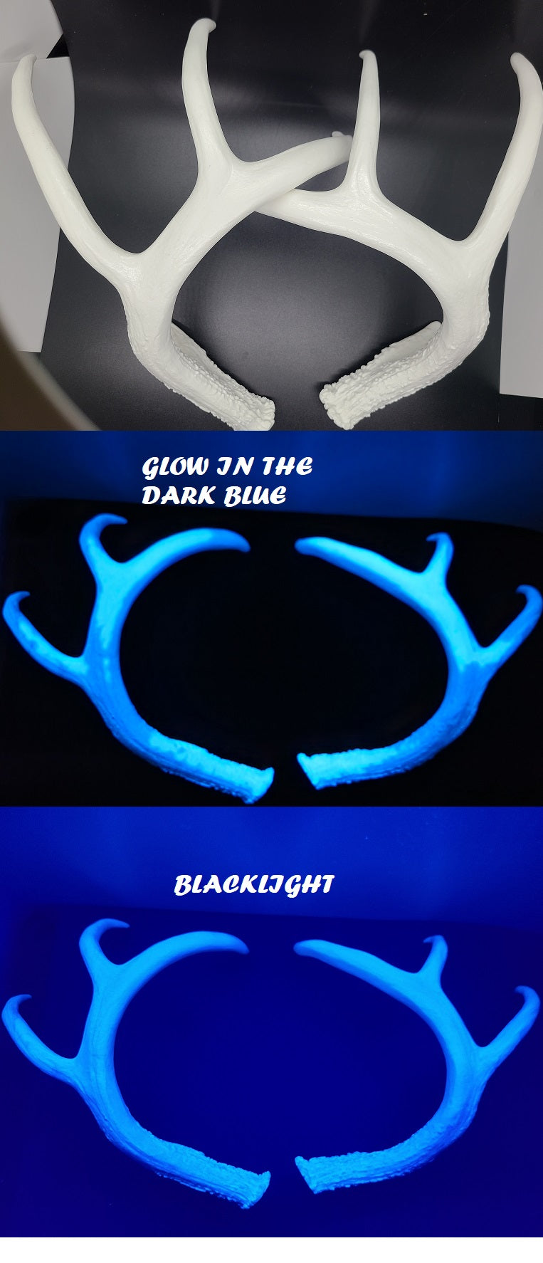 Plastic Glow in the Dark Large Whitetail Deer Antlers