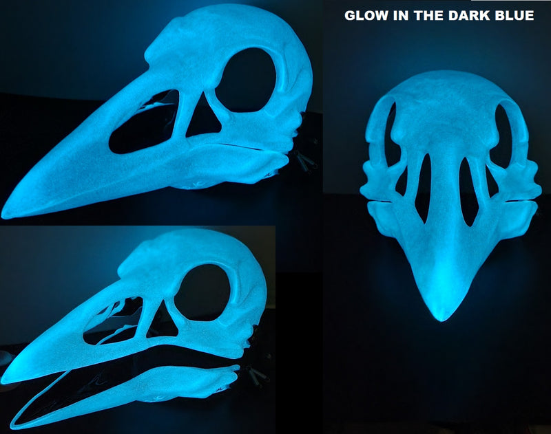 Glow in the Dark Skeletal Crow Cut and Hinged Mask
