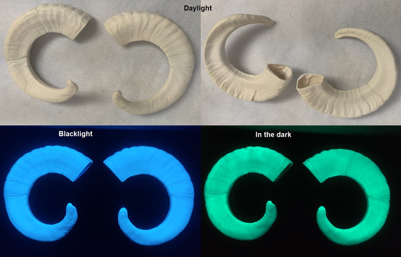 Plastic Glow in the Dark Single Curl Ram Horns
