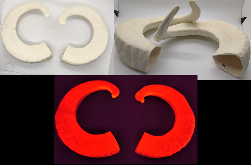 Plastic Glow in the Dark Single Curl Ram Horns