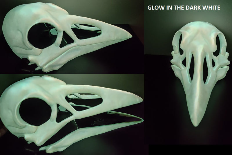 Glow in the Dark Skeletal Crow Cut and Hinged Mask