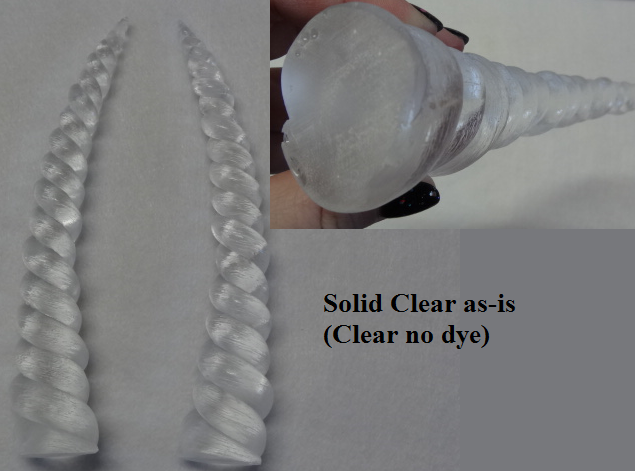Plastic Clear Solid 9 Inch Unicorn Horn