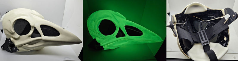 Glow in the Dark Skeletal Crow Cut and Hinged Mask