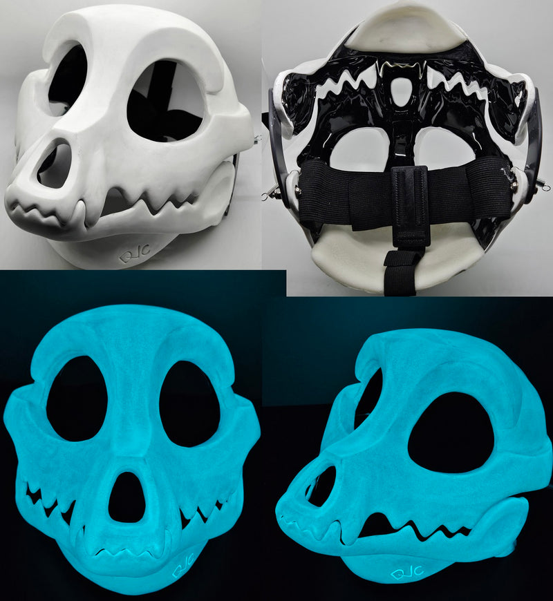 Glow in the Dark Toony Skull K9 Cut and Hinged Resin Mask