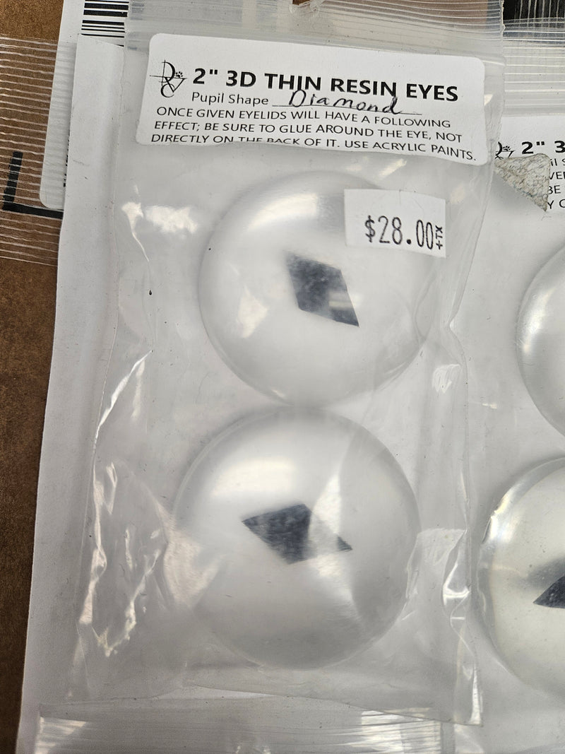 Ready to Ship: 2" Thin Clear Resin Eyes