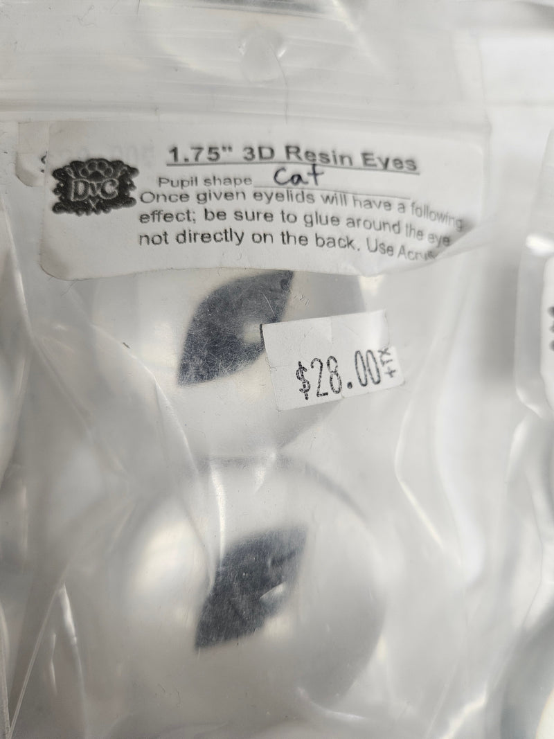 Ready to Ship: 1.75" 3D Clear Resin Eyes