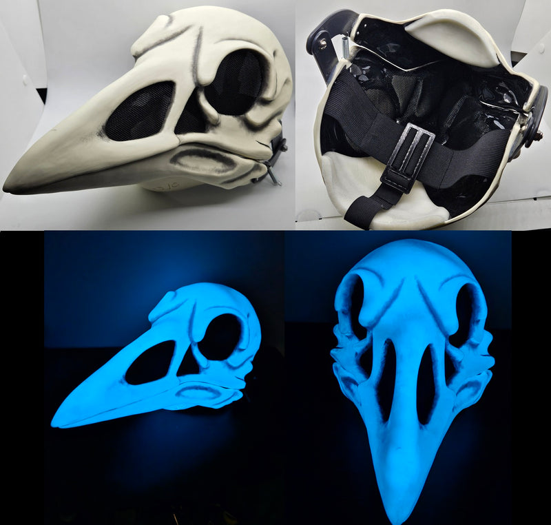 Glow in the Dark Skeletal Crow Cut and Hinged Mask