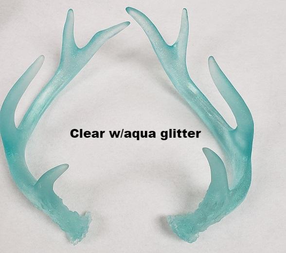 Plastic Glitter Frosted Clear Toony Deer Antlers