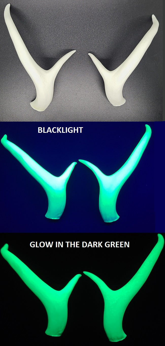 Plastic Glow in the Dark Curved Four Point Deer Antlers