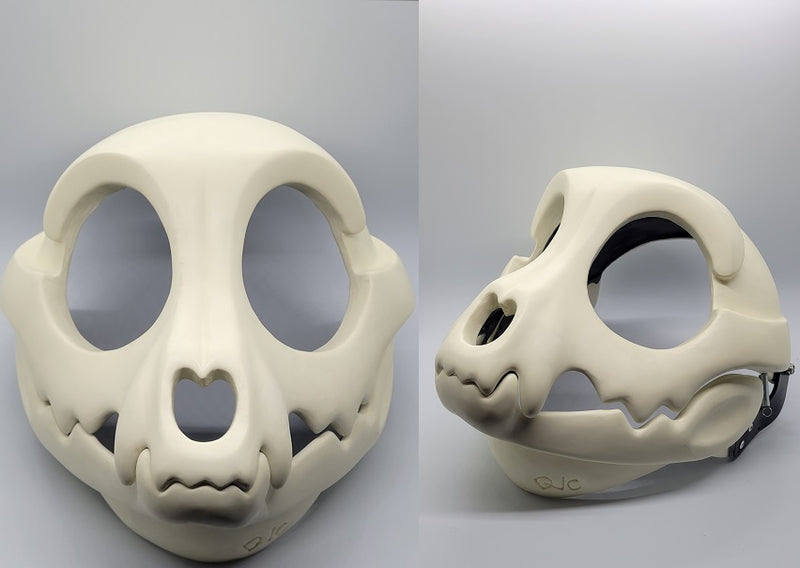 Cut and Hinged Toony Skull Feline Resin Mask Blank